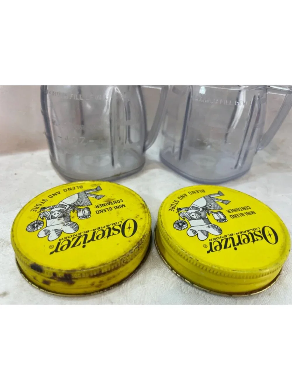 Osterizer Liquifier-Blender Containers w Covers 8 oz size Vintage